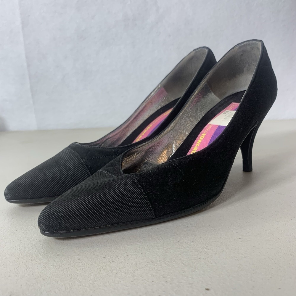 Susan Bennis Warren Edwards Heels‎ Womens 8 Black Good Quilted Suede Italy